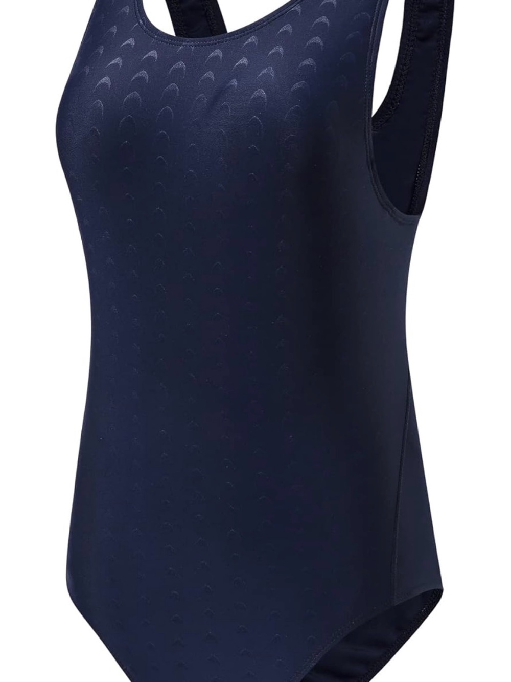 Girls Blue Solid One-Piece Competition Swimsuit, Racerback, Cutout Back, Size 8
